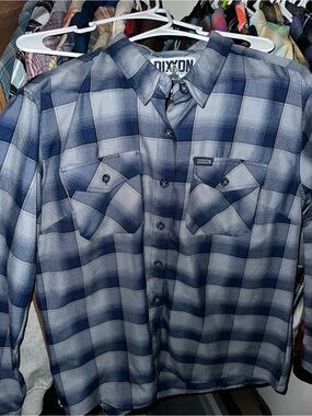 Dixxon Women’s XL Blue Plaid Button-Up Shirt Mighty Mo